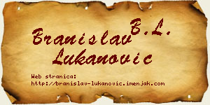 Branislav Lukanović vizit kartica